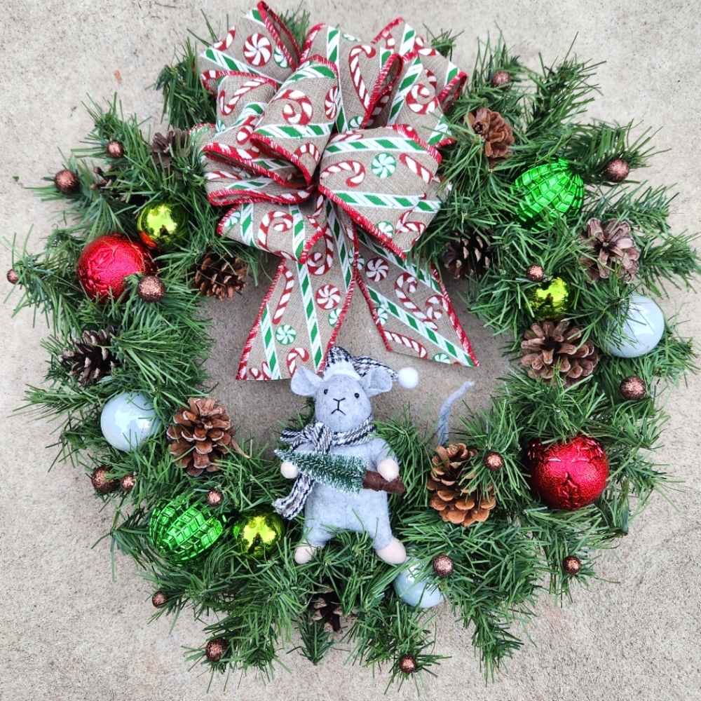 Handmade Christmas Mouse Wreath